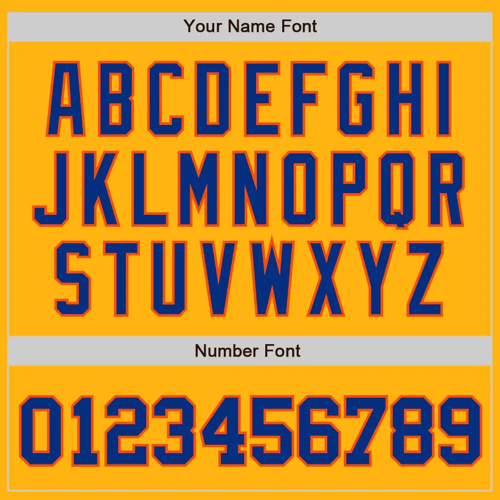 Custom Gold Baseball Jersey with Royal-Orange - Image 3
