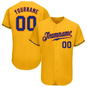 Custom Gold Baseball Jersey with Royal-Orange
