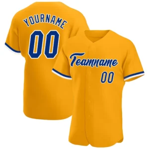 Custom Gold Baseball Jersey with Royal-White