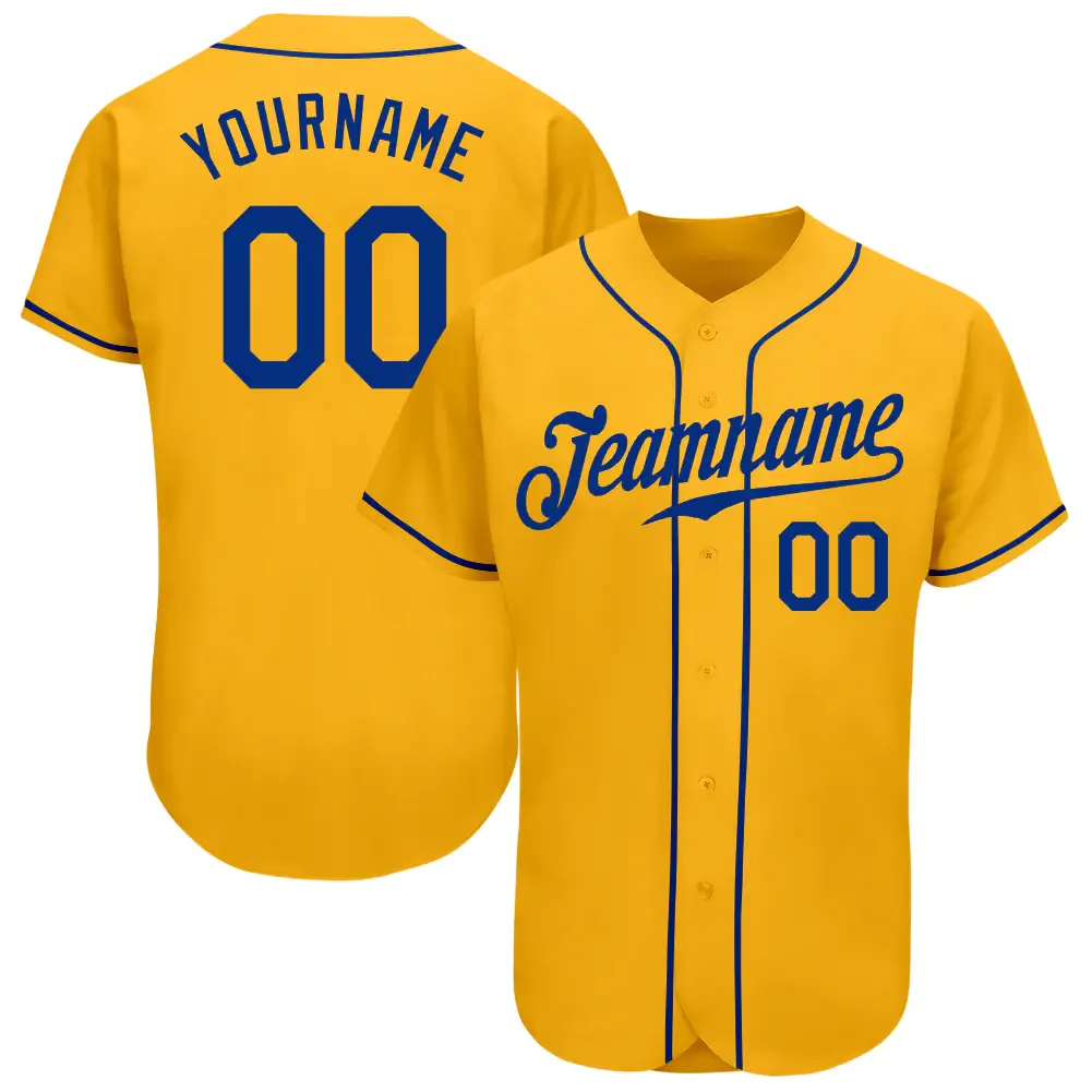 Custom Gold Baseball Jersey with Royal