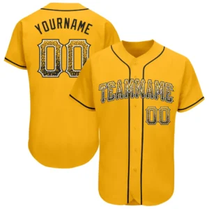 Custom Gold Drift Fashion Baseball Jersey with Black-White