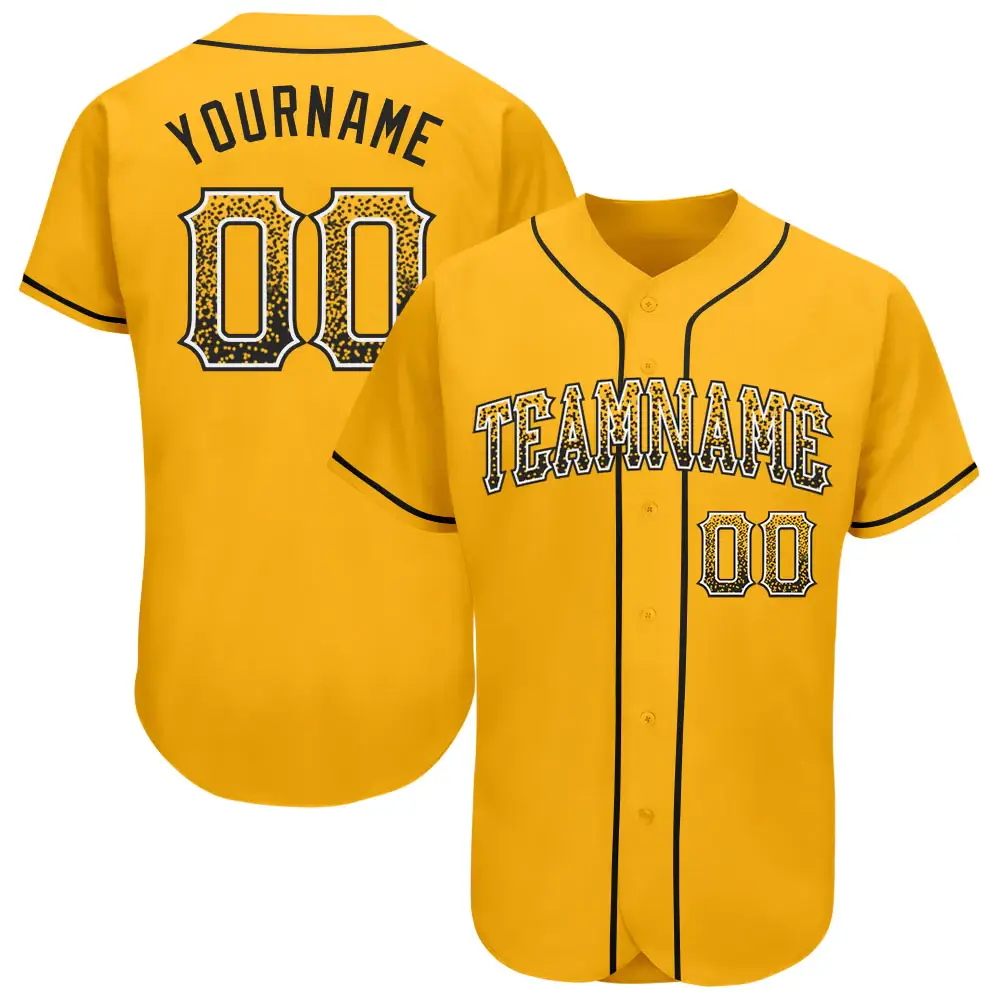 Custom Gold Drift Fashion Baseball Jersey with Black-White