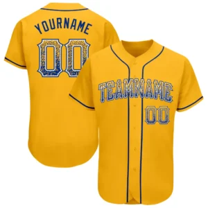 Custom Gold Drift Fashion Baseball Jersey with Royal-White