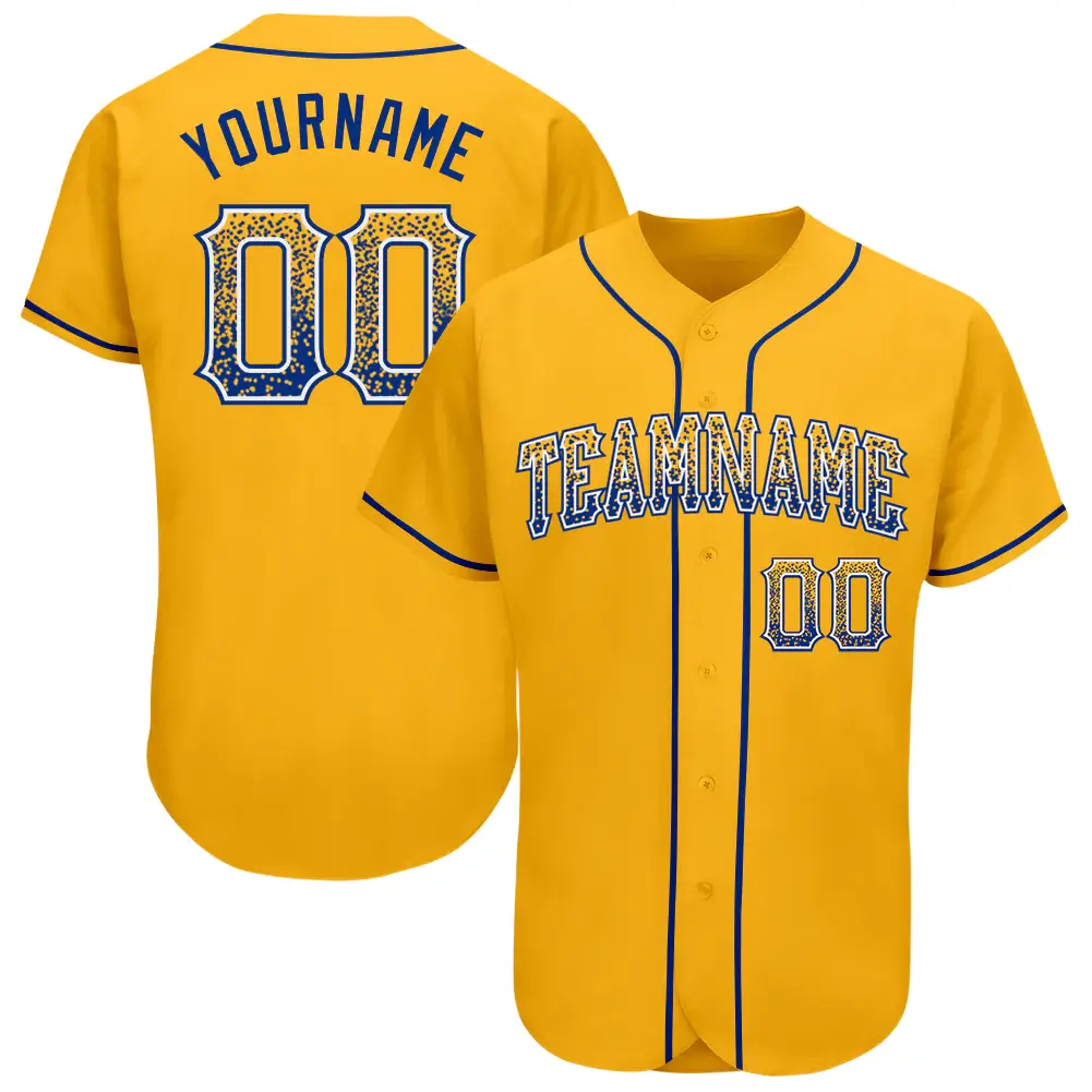 Custom Gold Drift Fashion Baseball Jersey with Royal-White
