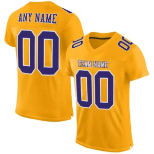 Custom Gold Mesh Football Jersey with Purple