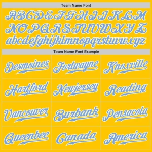Custom Gold Pinstripe Baseball Jersey with Light Blue-White - Image 3