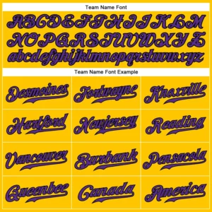 Custom Gold Pinstripe Baseball Jersey with Purple-Black - Image 2