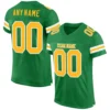 Custom Grass Green Mesh Football Jersey with Gold-White