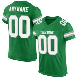 Custom Grass Green Mesh Football Jersey with White-Gray