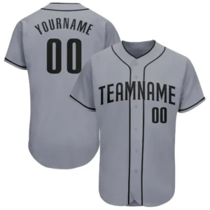 Custom Gray Baseball Jersey with Black