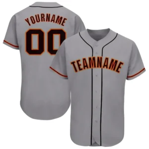 Custom Gray Baseball Jersey with Black-Orange