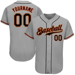 Custom Gray Baseball Jersey with Black-Orange