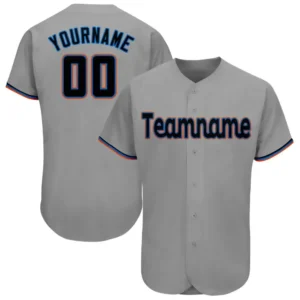 Custom Gray Baseball Jersey with Black-Orange