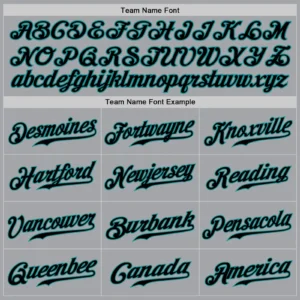 Custom Gray Baseball Jersey with Black-Teal - Image 2