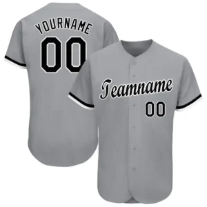 Custom Gray Baseball Jersey with Black-White