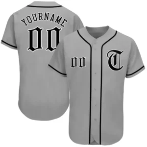 Custom Gray Baseball Jersey with Black-White