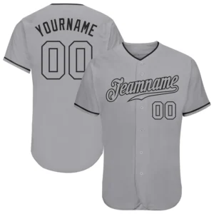 Custom Gray Baseball Jersey with Gray-Black