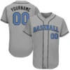 Custom Gray Baseball Jersey with Light Blue-Black
