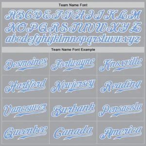 Custom Gray Baseball Jersey with Light Blue-White - Image 3