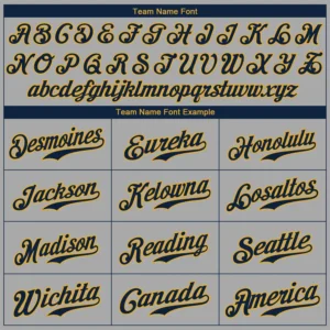 Custom Gray Baseball Jersey with Navy-Old Gold - Image 3