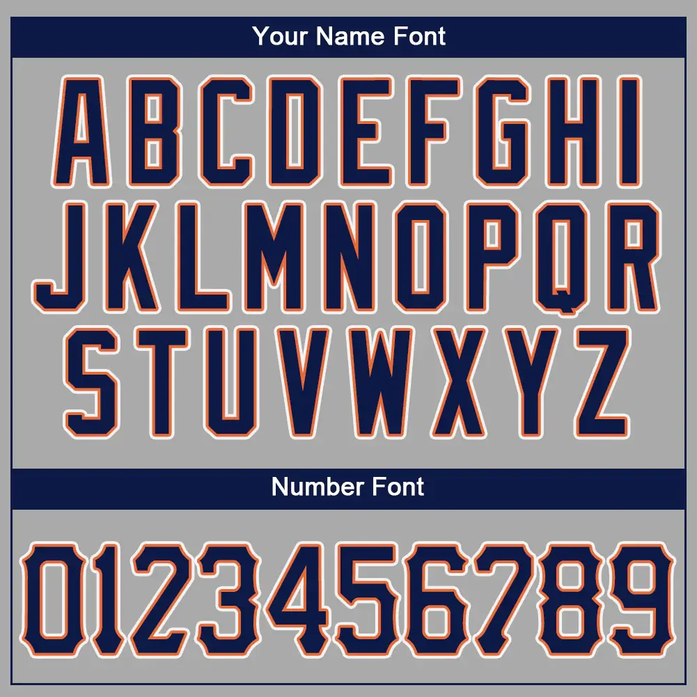 Custom Gray Baseball Jersey with Navy-Orange - Image 2