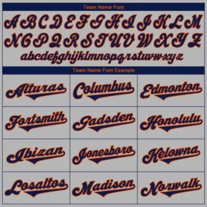 Custom Gray Baseball Jersey with Navy-Orange - Image 3