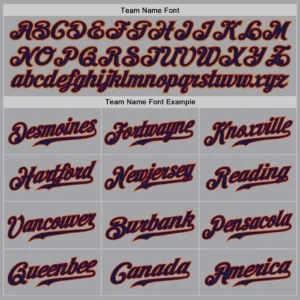 Custom Gray Baseball Jersey with Navy-Red-Old Gold - Image 2