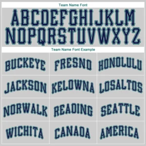 Custom Gray Baseball Jersey with Navy-Teal - Image 3
