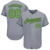 Custom Gray Baseball Jersey with Neon Green-Black