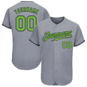 Custom Gray Baseball Jersey with Neon Green-Black
