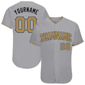 Custom Gray Baseball Jersey with Old Gold-Black