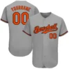 Custom Gray Baseball Jersey with Orange-Black