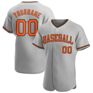 Custom Gray Baseball Jersey with Orange-Black