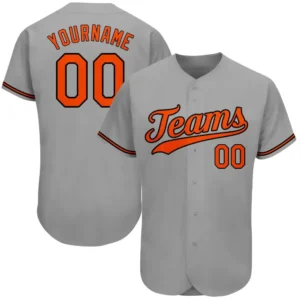 Custom Gray Baseball Jersey with Orange-Black