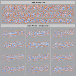 Custom Gray Baseball Jersey with Powder Blue-White-Orange - Image 2