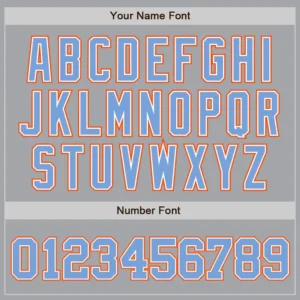 Custom Gray Baseball Jersey with Powder Blue-White-Orange - Image 3