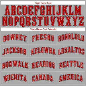 Custom Gray Baseball Jersey with Red-Black - Image 3