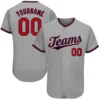 Custom Gray Baseball Jersey with Red-Navy