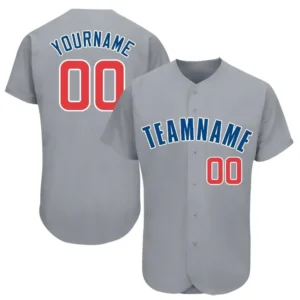 Custom Gray Baseball Jersey with Red-Royal