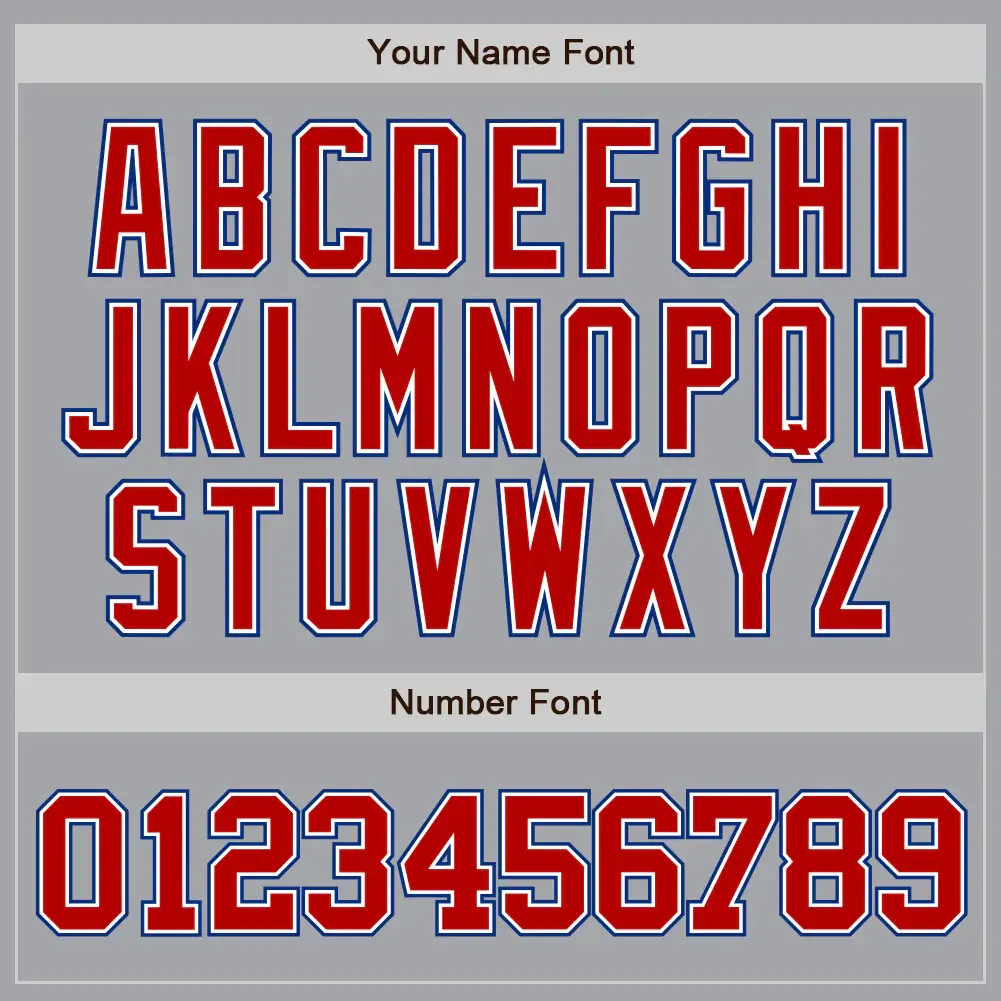 Custom Gray Baseball Jersey with Red-White-Royal - Image 3
