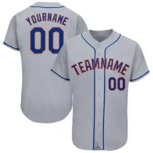 Custom Gray Baseball Jersey with Royal-Orange