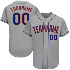 Custom Gray Baseball Jersey with Royal-Orange