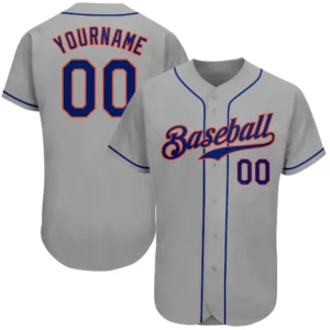 Custom Gray Baseball Jersey with Royal-Orange