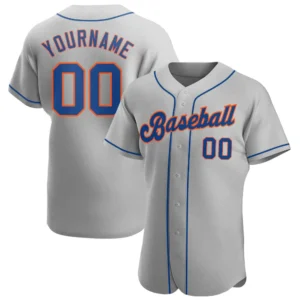 Custom Gray Baseball Jersey with Royal-Orange