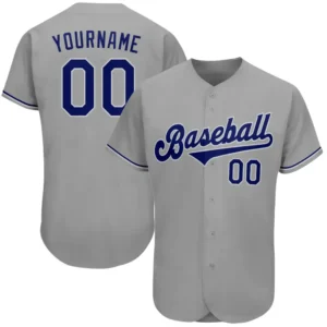 Custom Gray Baseball Jersey with Royal-White
