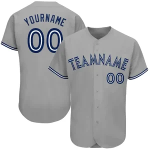 Custom Gray Baseball Jersey with Royal-White