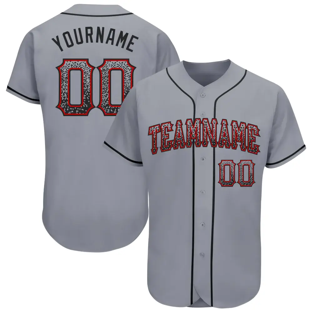 Custom Gray Drift Fashion Baseball Jersey with Black-Red
