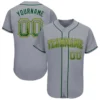 Custom Gray Drift Fashion Baseball Jersey with Green-Gold