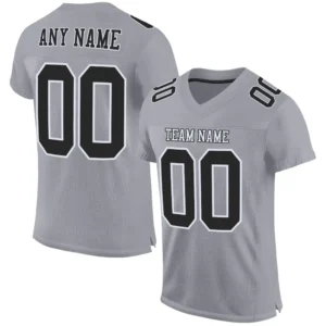 Custom Gray Mesh Football Jersey with Black