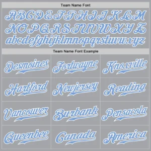 Custom Gray Pinstripe Baseball Jersey with Light Blue-White - Image 3